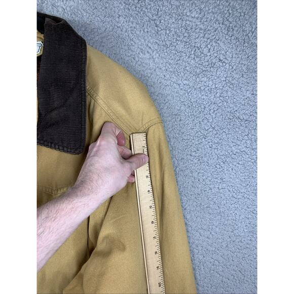 Vintage LL Bean Canvas Duster Long Chore Jacket Womens XL Deep Pile Fleece Aztec - Picture 11 of 16